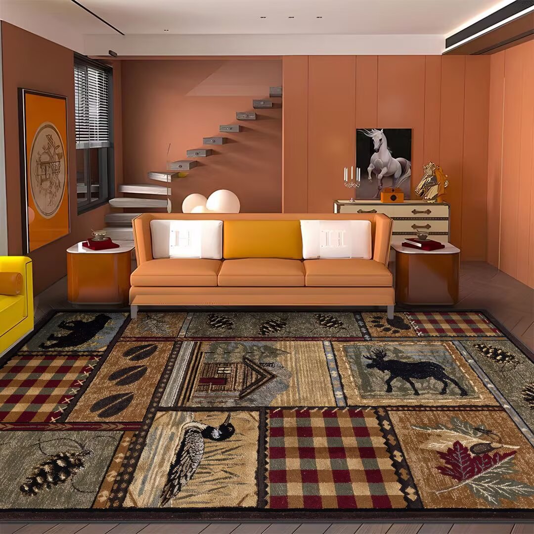 Hunting Outdoor Rug - Vintage Rustic Hunting Pattern Carpet Living