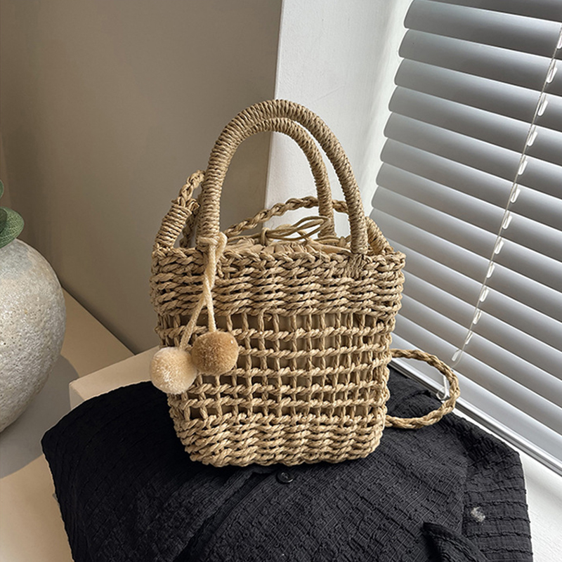 Bow Stringer Tool - Grass Woven Rattan Storage Basket Crossbody