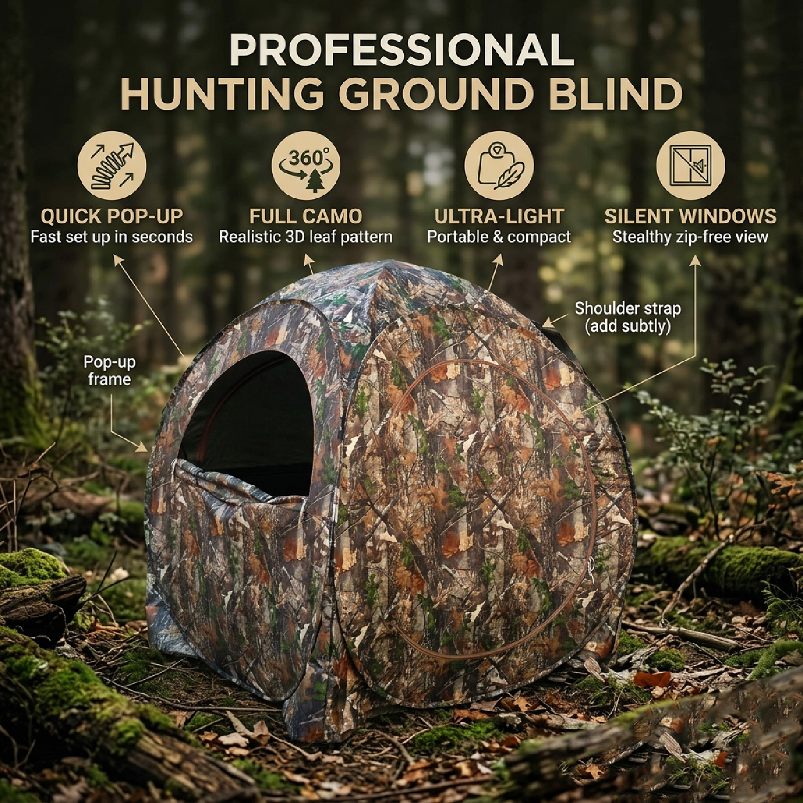 Camouflage Pop-Up Hunting Blin - đánh giá và giá Hunting & Outdoor Supplies Carterton Reviews