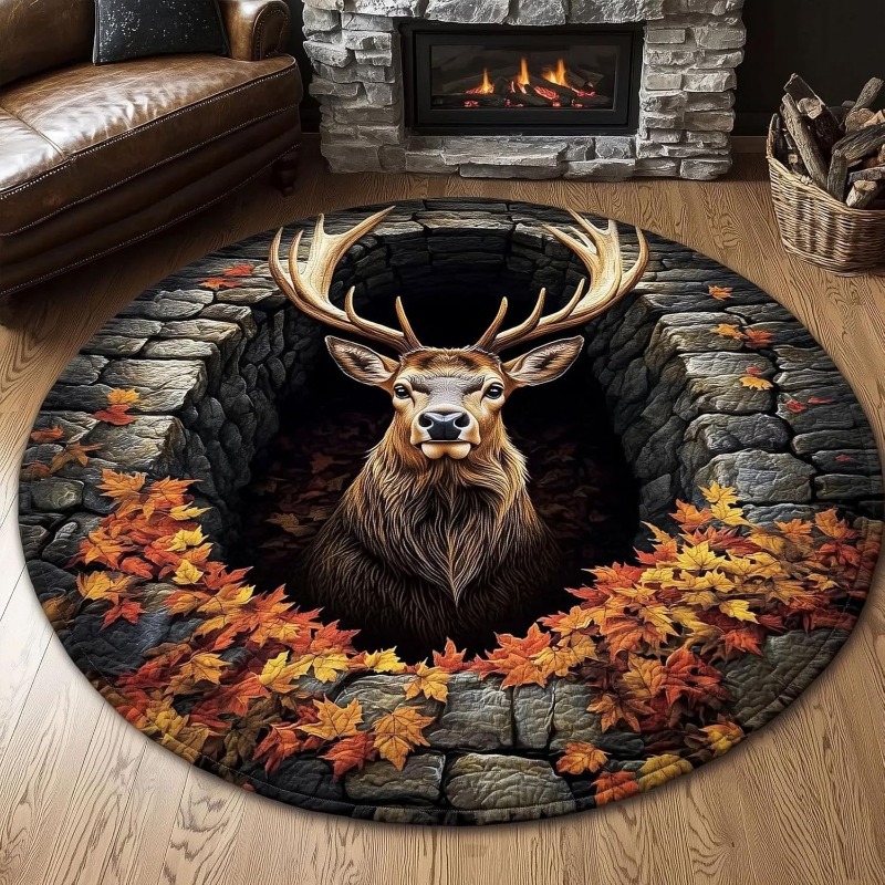 2D Deer Elk Round Rug Stone Ca - đánh giá và giá Hunting Outdoor Rug
