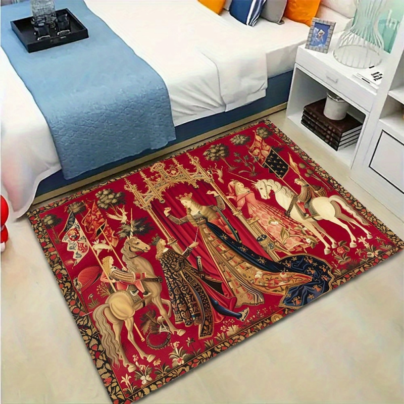 VIKAMA Medieval Unicorn Tapest - đánh giá và giá Hunting Outdoor Rug
